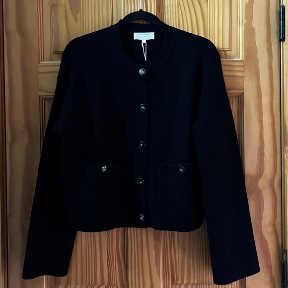 Sezane Merino Wool and Cotton Valerio Jacket Cardigan Black L NWT - Picture 5 of 9